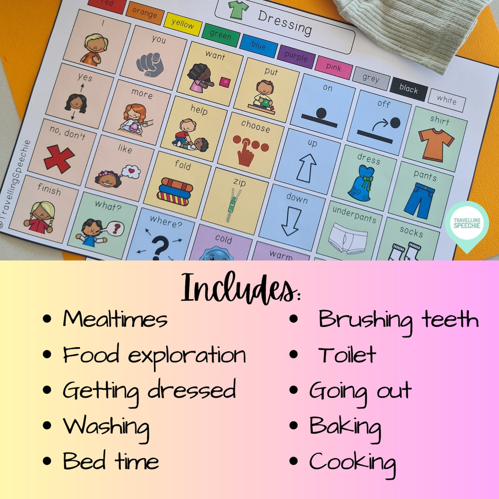 AAC Communication Board Self-care & Daily Living (PDF) Printable Low ...