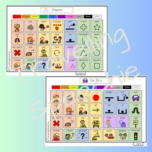 K&ouml;nnte beinhalten: Zwei bunte Tafeln mit Bildern und W&ouml;rtern zum Unterrichten von kleinen Kindern &uuml;ber Formen und Autospielen. Die Formentafel enth&auml;lt Bilder von einem Kreis, einem Quadrat, einem Dreieck, einer Raute, einem Stern, einem Herzen, einem Rechteck und einem Kreuz. Die Autospieltafel enth&auml;lt Bilder von einem Auto, einer Stra&szlig;e, einer Ampel, von Menschen, von Dr&uuml;cken, von Bauen, von Wo, von Was, von Fertig, von Nein, von Nicht, von M&ouml;gen, von Legen, von Fahren, von Schnell, von Langsam, von Schild, von In, von Auf, von Gehen, von Helfen, von Mehr, von Ja, von Stoppen, von Aus, von Unter, von Auto, von Wei&szlig;, von Schwarz, von Grau, von Gelb, von Orange, von Rot.