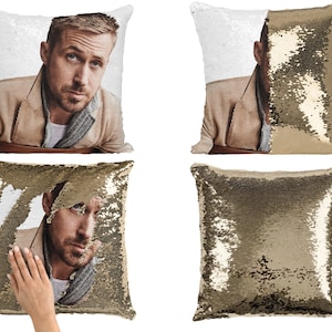 Ryan Gosling Sequin Pillow Cover, Cool Celebrity Pillow Case, Canadian  Actor Ryan Flip Sequin Pillowcase Gift for Fans, Ryan Gosling Pillow 
