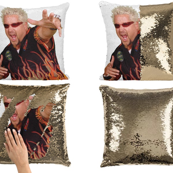 Guy Fieri Flavortown Sequin Pillow Case, Celebrity Sequin Pillow Case, Guy Fieri Meme Flip Sequin Pillow, Guy Fieri Pillow Case Gift Fans