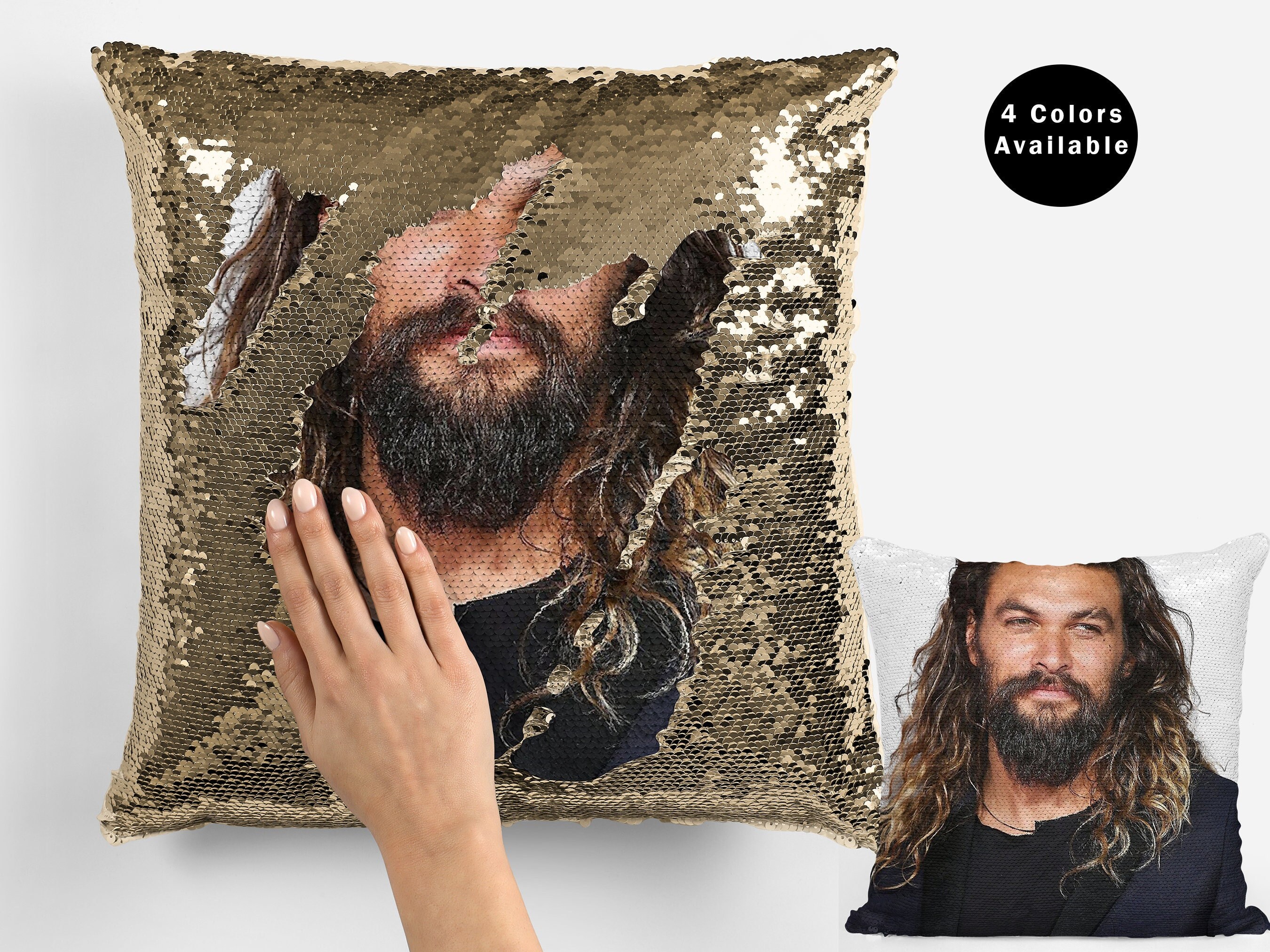 Jason Momoa Sequin Pillow Case Celebrity Pillow Cushions Etsy
