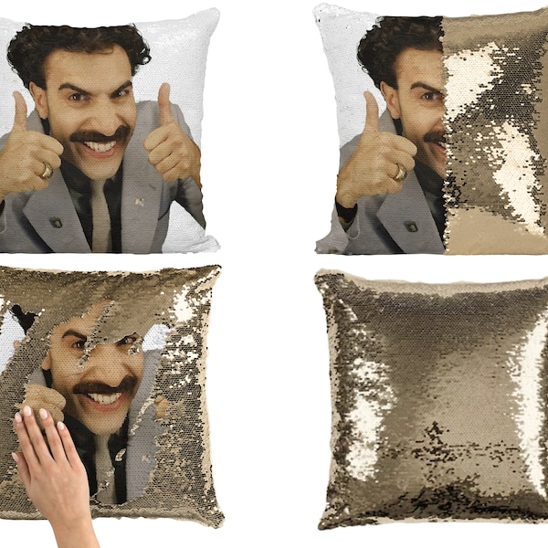 Sacha Baron Cohen Sequin Pillow Cover, Celebrity Sequin Pillowcase, Funny Sequin Pillow Case, Meme Pillow Cushion, Sacha Fans Gift Idea