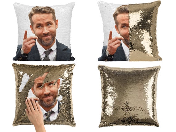 Ryan Reynolds Sequin Pillow Case, Celebrity Sequin Pillow Case
