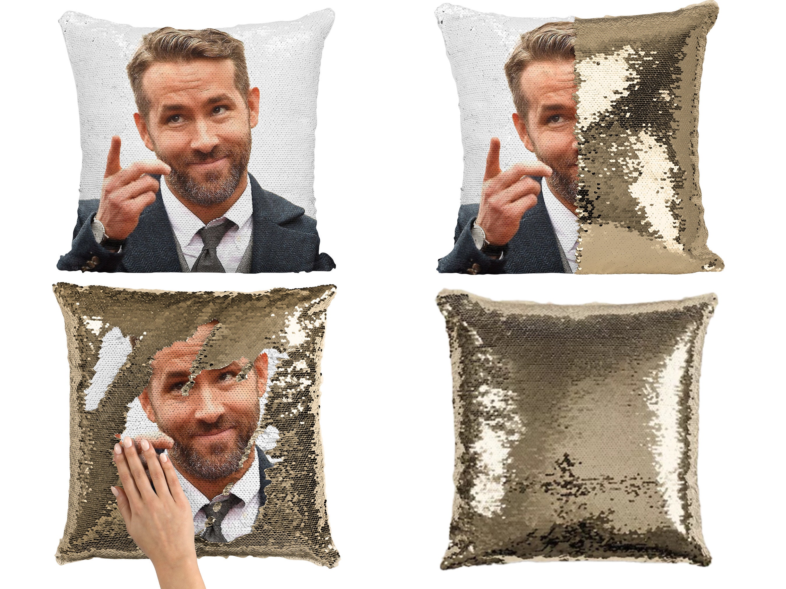 Ryan Reynolds Celebrity Movies Birthday Secret Santa Sequin Pillow Gift  Present