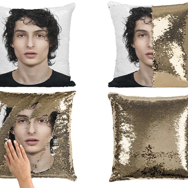 Finn Wolfhard Sequin Pillow Cover, Celebrity Sequin Pillowcase, Finn Wolfhard Flip Sequin Pillow Case, Pillow Cushion & Pillow Gift Idea