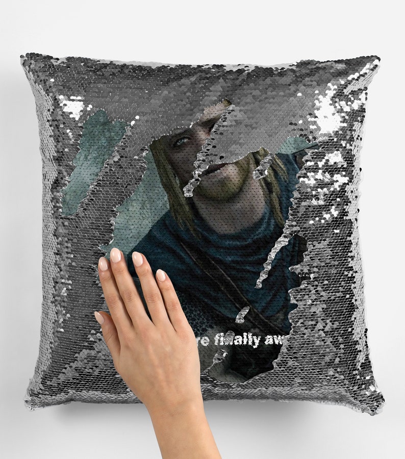 Skyrim Hey You You're Finally Awake Meme Sequin Pillow Case, Cool