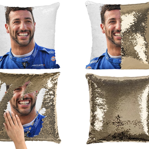 Daniel Ricciardo Sequin Pillow Cover, Cool Celebrity Pillow Case, Australian Motorsports Racing Driver Flip Sequin Pillowcase Gift Idea Fans