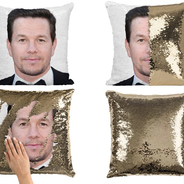 Mark Wahlberg Sequin Pillow Cover, Celebrity Sequin Pillowcase, American Actor Mark Wahlberg Flip Sequin Pillow Case Gift Idea For Fans