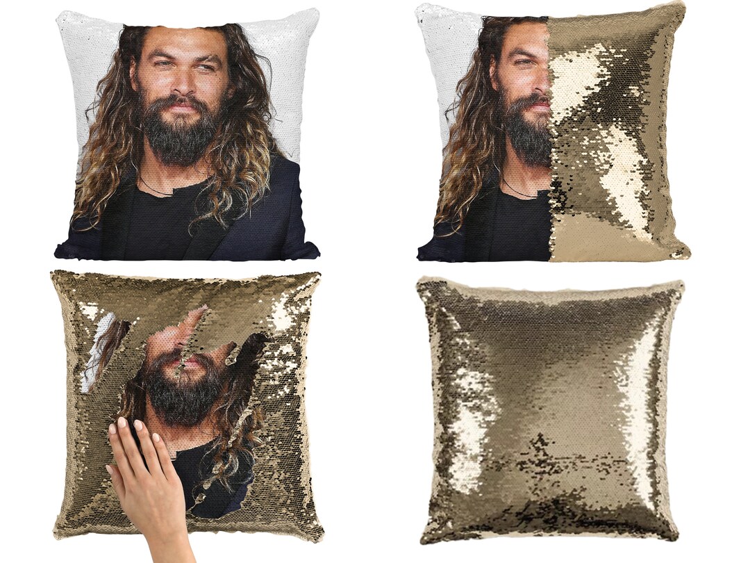 Jason Momoa Sequin Pillow Case Celebrity Pillow Cushions Etsy