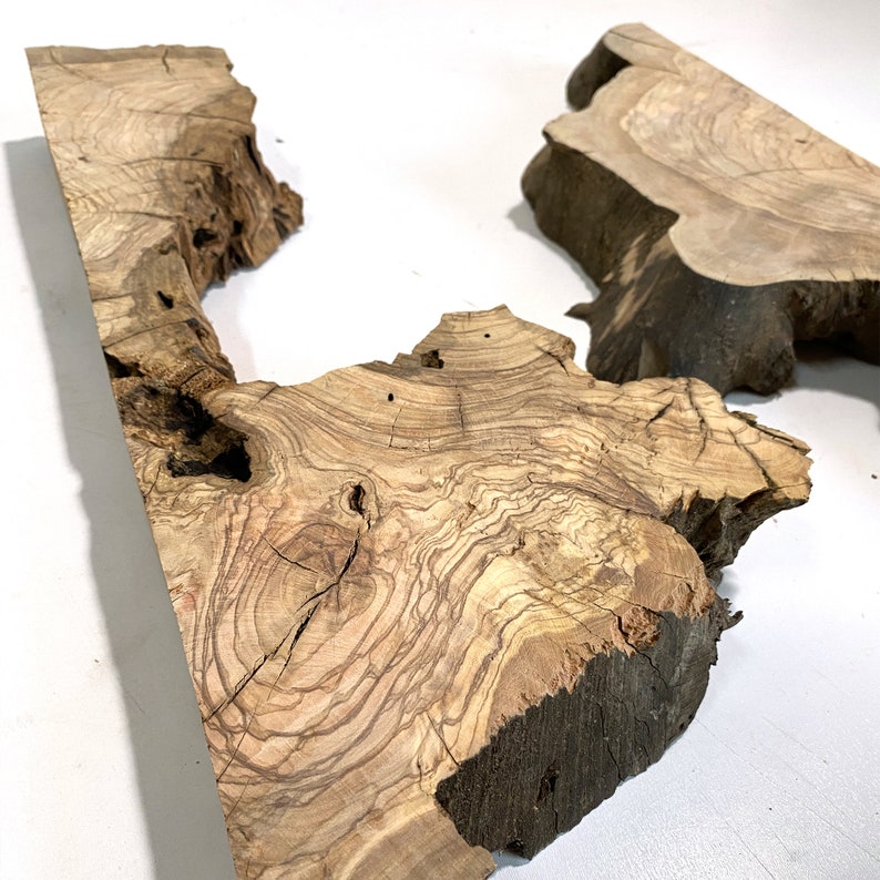 Live Edge Wood Slab Olive Tree Slice Round Reclaimed Unique Etsy