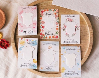 Lembrancinhas para Chá de Bebê "Bebê em Flor" | Etiquetas plantáveis para bodies em papel semente de flores silvestres