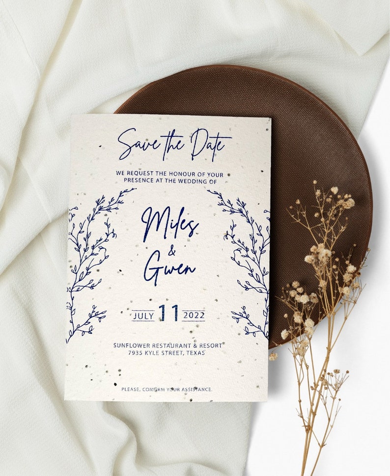 Seed paper wedding card