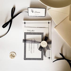 Black &amp; White Checkered Wedding Invitation Suite – Modern Minimalist ...