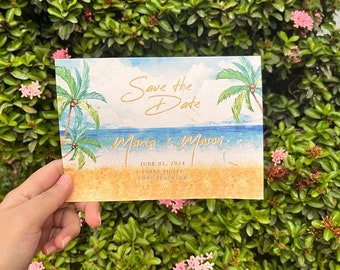 Eco Friendly Beach Wedding Invite Handmade With Seed Paper | Customisable