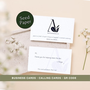 Nachhaltige Visitenkarte | Handgeschöpftes Papier mit Ringelblumensamen | QR Code Karten | Set 100 Karten