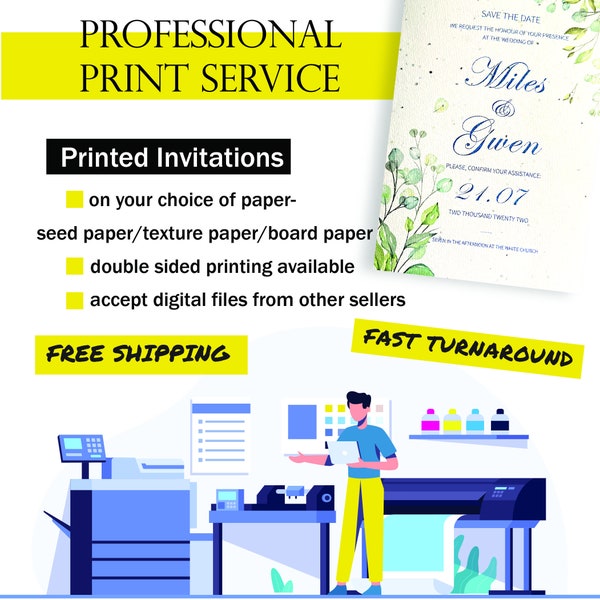 Professionelle Druckdienste | Druck auf Anfrage | Druck auf allen Größen und Papieren | DIY Einladen | Print Digital Einladen | Digitaldruck