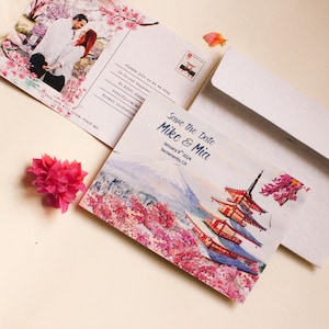 Japanische Thema Hochzeitseinladung | Aus handgemachtem Samenpapier