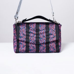 Crossbody bag | Black fabric handbag | Shoulder bag for women | Slow fashion handbag | Shoulder bag | Silver leather strap