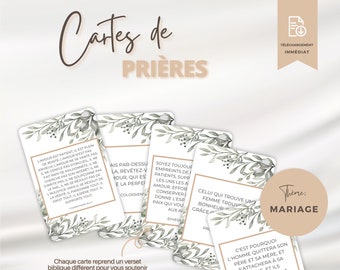 Cartes de versets bibliques en français sur le mariage pour femme chrétienne, Cartes de prières à imprimer, Fiançailles, Cadeau mariage