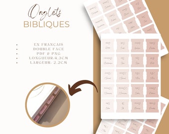 Onglets bibliques en français double face, Livres de la Bible, Cadeau chrétien à imprimer