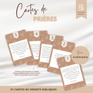 French Bible Verse Cards on Healing; Christian prayer cards to print; Meditation Calendar 2024