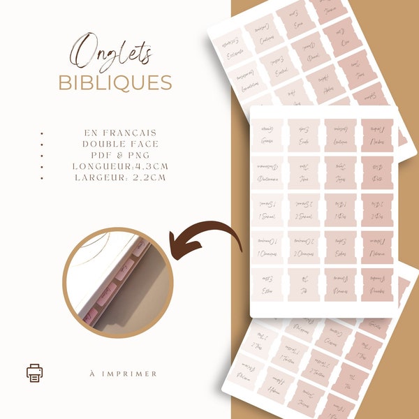 Onglets bibliques en français double face, Livres de la Bible, Cadeau chrétien à imprimer
