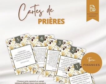 Cartes de versets bibliques en français sur les finances ; Cartes de prières chrétienne à imprimer ; Calendrier de méditation 2024