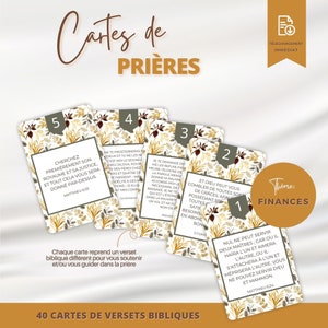 Bible Verse Cards in French on Finance; Christian Prayer Cards to Print; 2024 Meditation Calendar