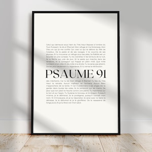 Verset biblique en français, Affiche Psaume 91, Tableau citation de la Bible, Cadeau chrétien, Décoration intérieure murale minimaliste