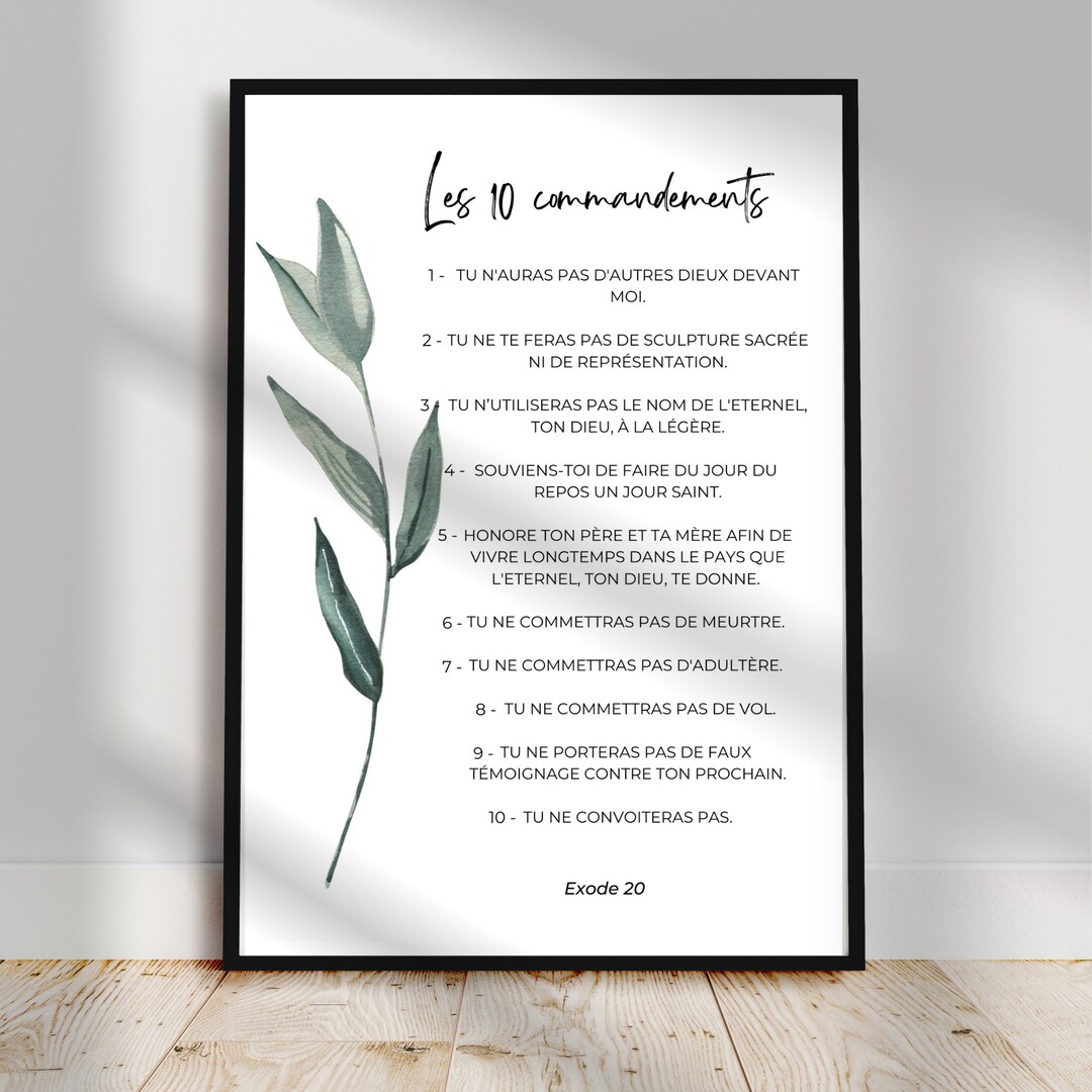Poster De Verset Biblique En Fran ais 10 Commandements Exode 20 