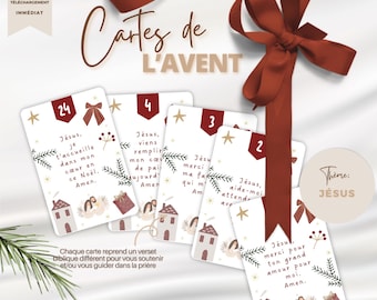 Cartes de l'Avent 2025 en français avec prières, Calendrier de l'Avent chrétien à imprimer pour enfants chrétiens, Compte à rebours de Noël