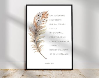 Jeremiah 29:11 Bible Verse Poster, Bible Quote Poster for Boho Christian Home Wall Decor