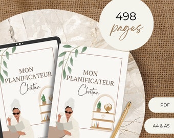 Planificateur chrétien tout-en-1 non daté, Etude biblique en français, Journal de prière, Agenda, Organisateur de vie pour femme