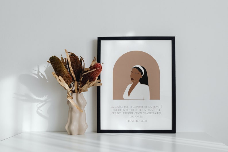 Verset biblique en français I Affiche Proverbes 3130 I Poster avec citation Bible I Femme de