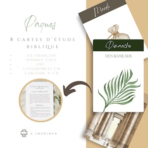 Cartes d'étude pour la Semaine sainte, Histoire de Pâques, Avent de Pâques, Cartes bibliques de Pâques, Compte à rebours, Versets français