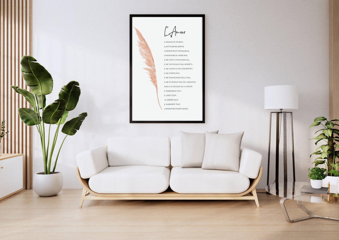 Autocollant Mural Citation Biblique - L'amour Est Patient - Style Déco Vinyle - Modèle R6