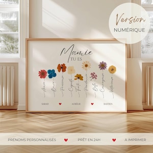 Geïllustreerde Bijbeltekst, Gepersonaliseerde christelijke poster met voornaam, Schilderij van oma's tuin, Wilde bloem, Grootmoederdagcadeau