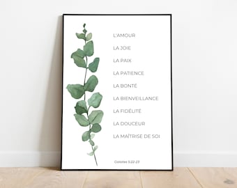 Verset biblique en français I Fruits de l&#39;Esprit I Décoration intérieure murale I vie chrétienne I citation chrétienne Bible