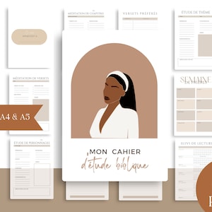 Cahier d&#39;étude biblique en français à imprimer I Journal de méditation de la Bible I Routine spirituelle I Verset du jour