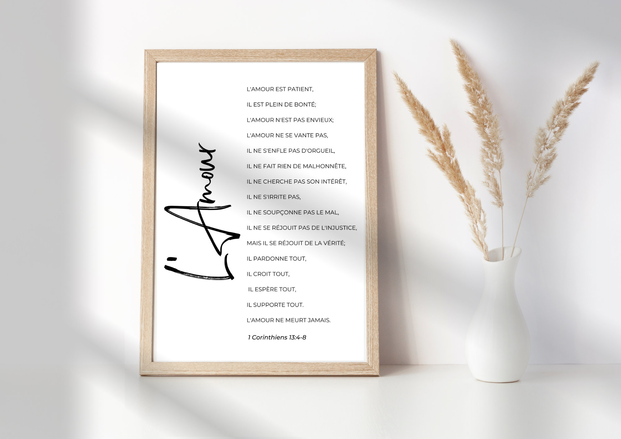 Autocollant Mural Citation 'L'amour Est Patient' - Style Corinthe Bible, Vinyle