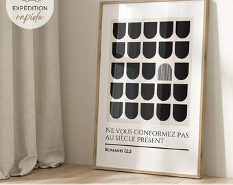 Verset biblique en français, Affiche moderne Bible, Décoration Coin prière, Cadeau femme chrétienne, Art mural Bible