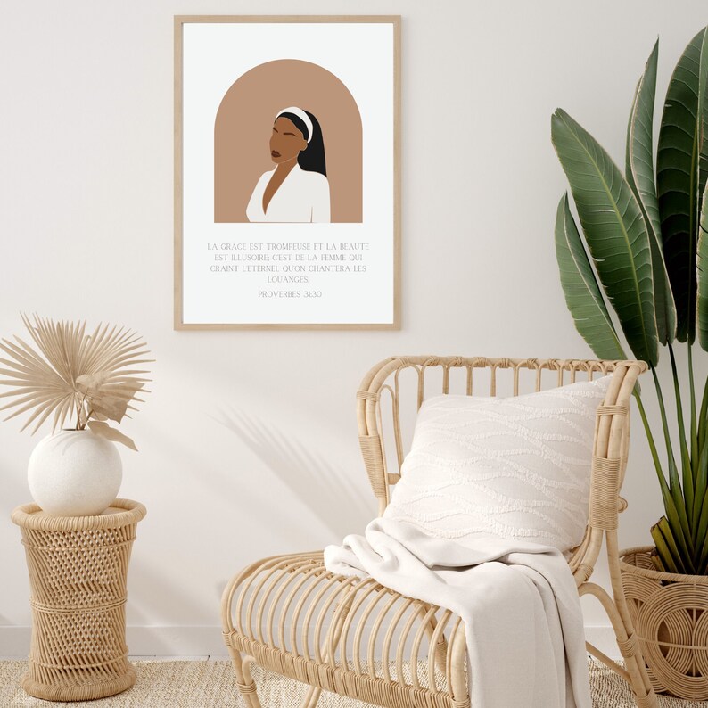 Verset biblique en français I Affiche Proverbes 3130 I Poster avec citation Bible I Femme de