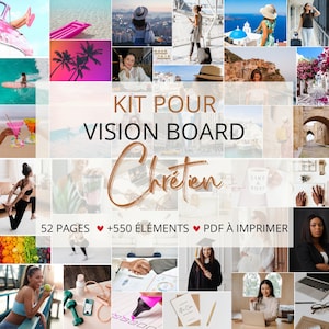 Kit Vision Board Chrétien en Français, Images pour Prayer board, Templates pour Tableau de de Visualisation, Format A4 à Imprimer (PDF)