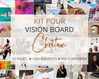 Christian Vision Board Kit in French, Images for Prayer Board, Templates for Vision Board, A4 Format to Print (PDF)