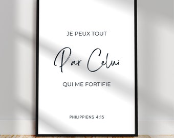Bible verse in French I Christian decor I Wall art painting I Decorative poster for frame I quote poster to print I Bible