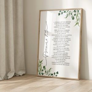 Bibelvers auf Französisch, Psalm 23, christliches Gemälde, Bibelplakat, Innenwanddekoration, christliches Bibelzitat, Geschenk