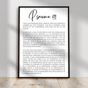Bijbelvers in het Frans I Psalm 91 I Wanddecoratie binnenshuis I Christelijk leven I Christelijke citaatbijbel