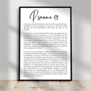 Bible verse in French I Psalm 91 I Interior wall decoration I Christian life I Christian quote Bible