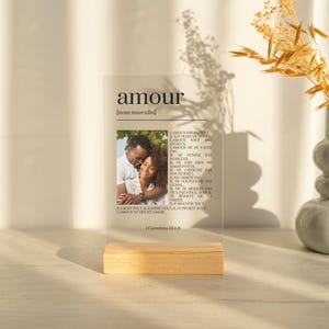 Personalized French Bible Verse for Christian Couple, Acrylic Poster on Wooden Stand, Christian Woman Gift, Wedding