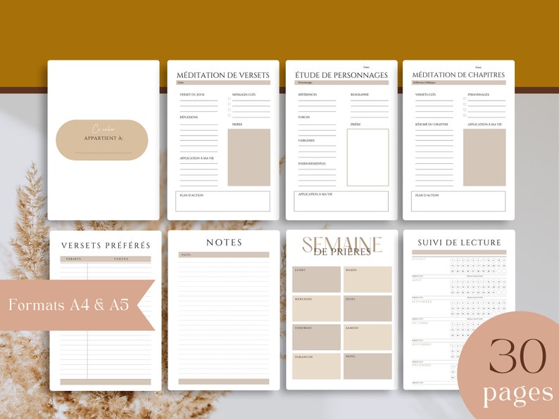 Cahier d'étude biblique en français à imprimer I Journal de méditation